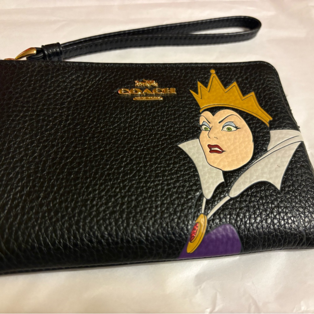 Disney X Coach Corner Zip Wristlet With Evil Queen Motif
